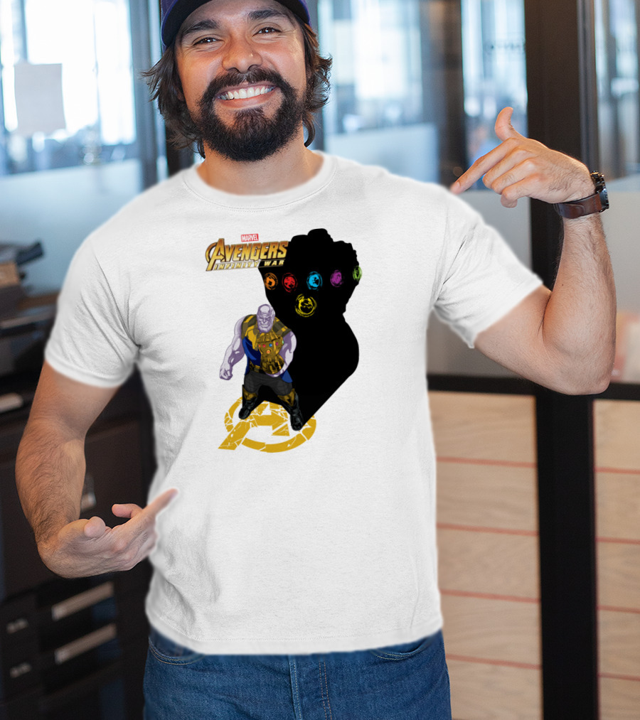 Avengers Infinity War Thanos With Gauntlet And Infinity Stones Shadow Marvel T-Shirt