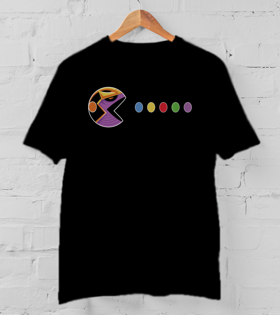 Thanos Pac Man Infinity War Style Mash Up With Iconic Gemstone Colors T-Shirt