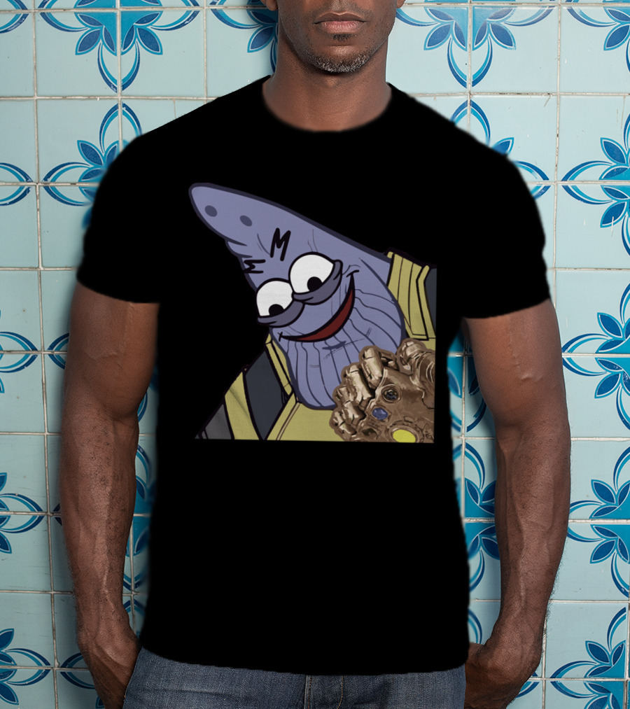 Thanos Mashup With Cartoon Character Holding Infinity Gauntlet T-Shirt