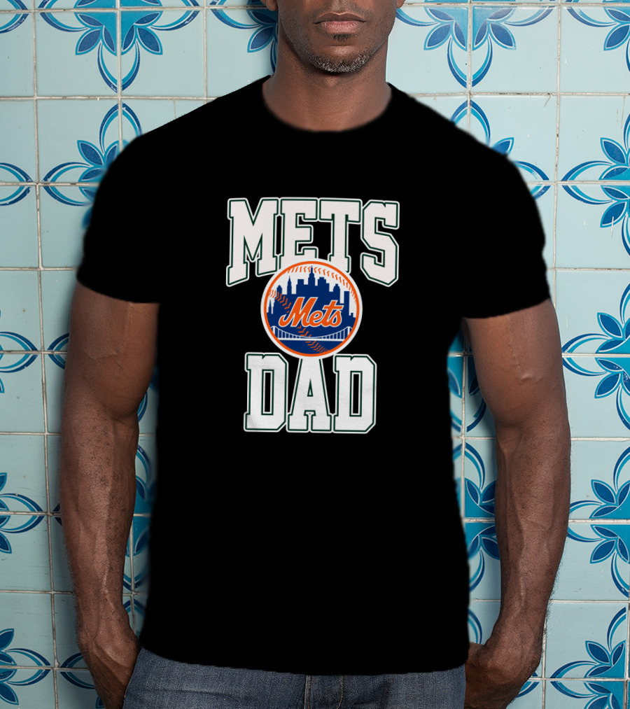 Mets Dad NYC Skyline Baseball Emblem T-Shirt