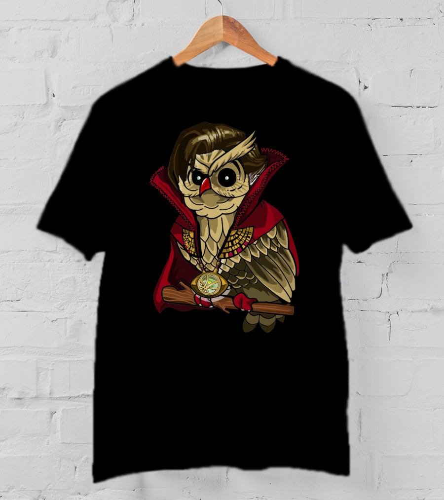 Dr. Strange Owl Parody Cape And Amulet Creative Superhero Fusion T-Shirt
