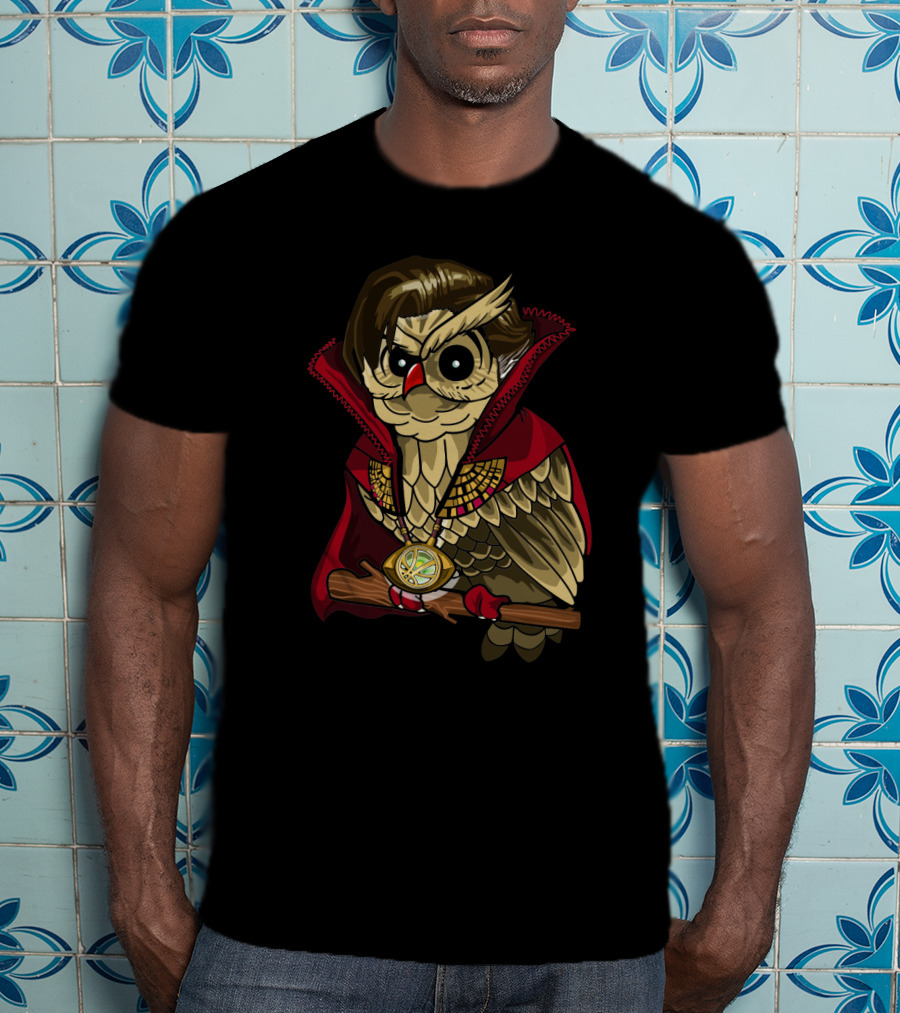 Dr. Strange Owl Parody Cape And Amulet Creative Superhero Fusion T-Shirt