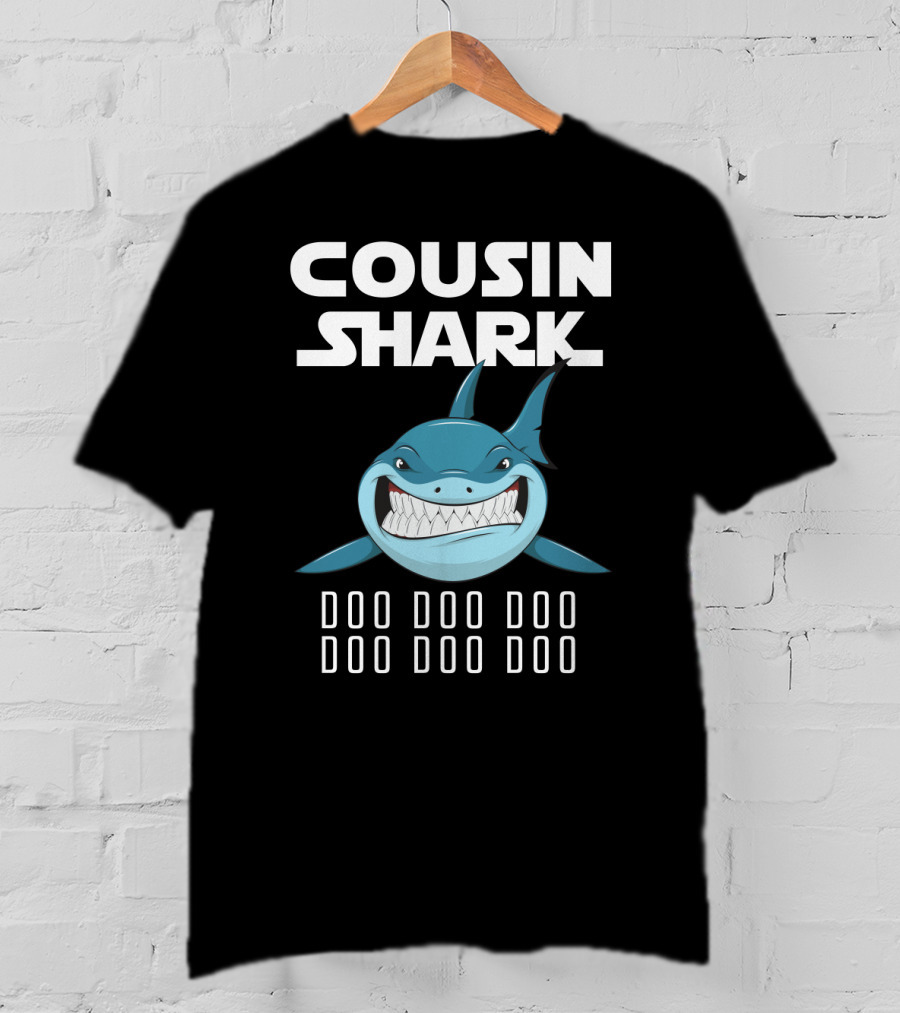 Cousin Shark Doo Doo Doo Cartoon Blue Shark Graphics T-Shirt