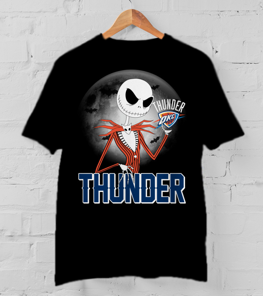 Jack Thunder Halloween Oklahoma City Okc Fan Moon Bats T-Shirt