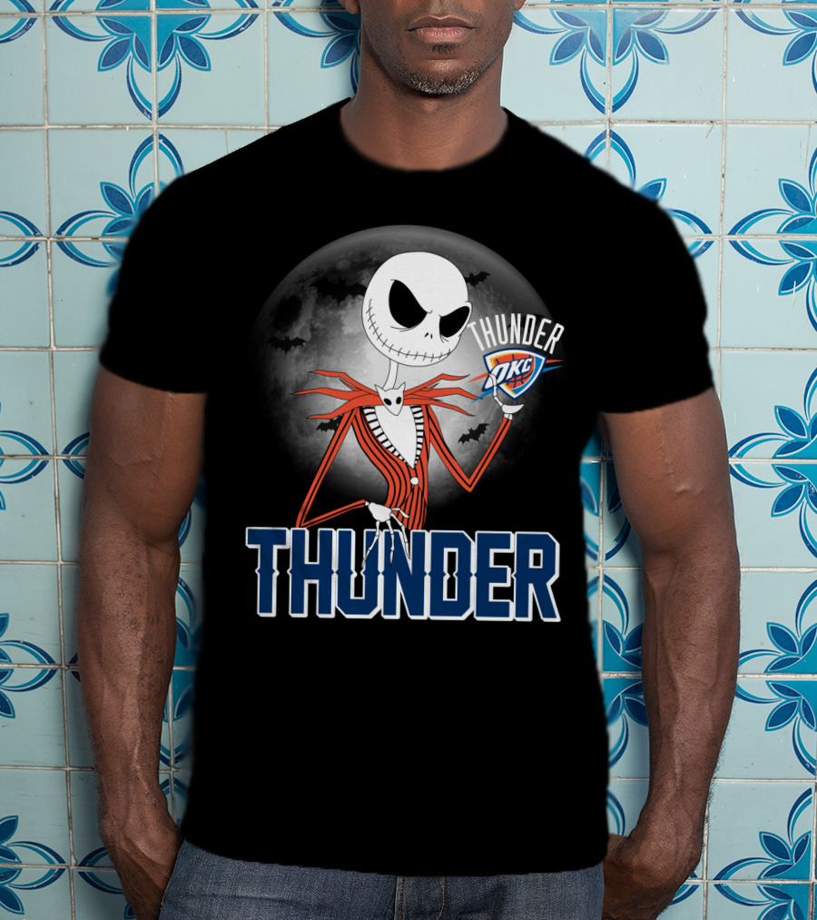 Jack Thunder Halloween Oklahoma City Okc Fan Moon Bats T-Shirt