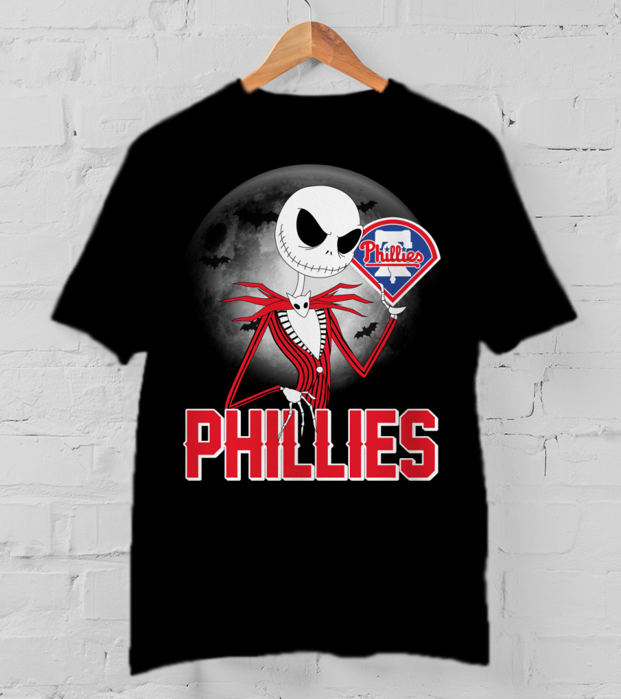 Phillies Halloween Moon Jack Skellington Crossover T-Shirt