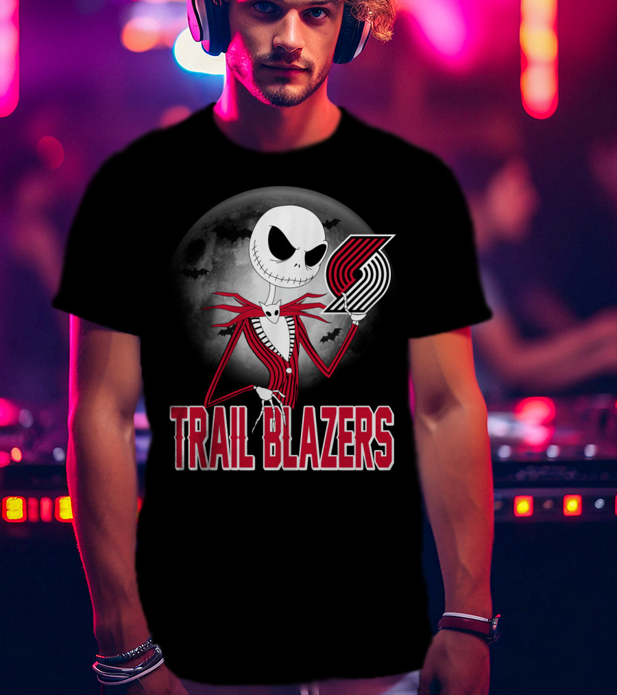 Jack Halloween Trail Blazers Moon T-Shirt