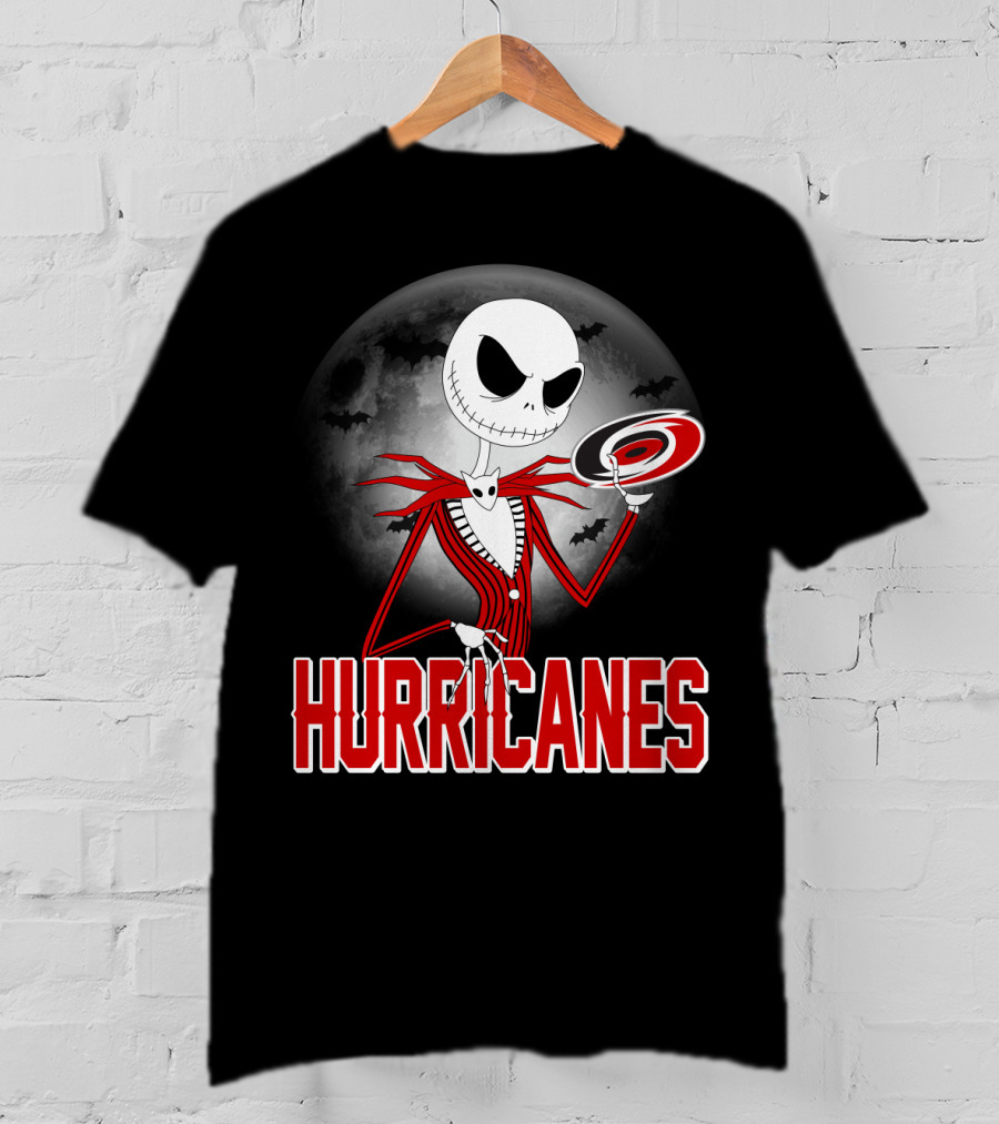 Jack Skellington Carolina Hurricanes Halloween Moon T-Shirt