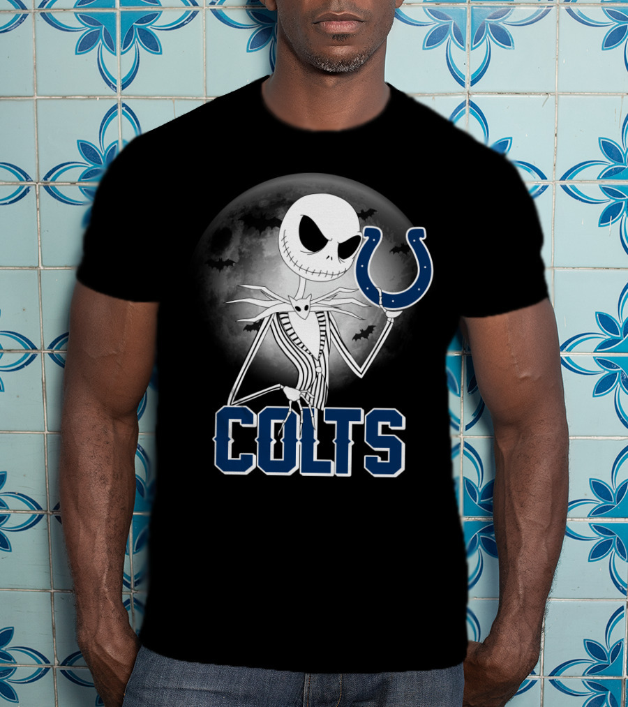 Jack Skellington Moon Halloween Indianapolis Colts T-Shirt