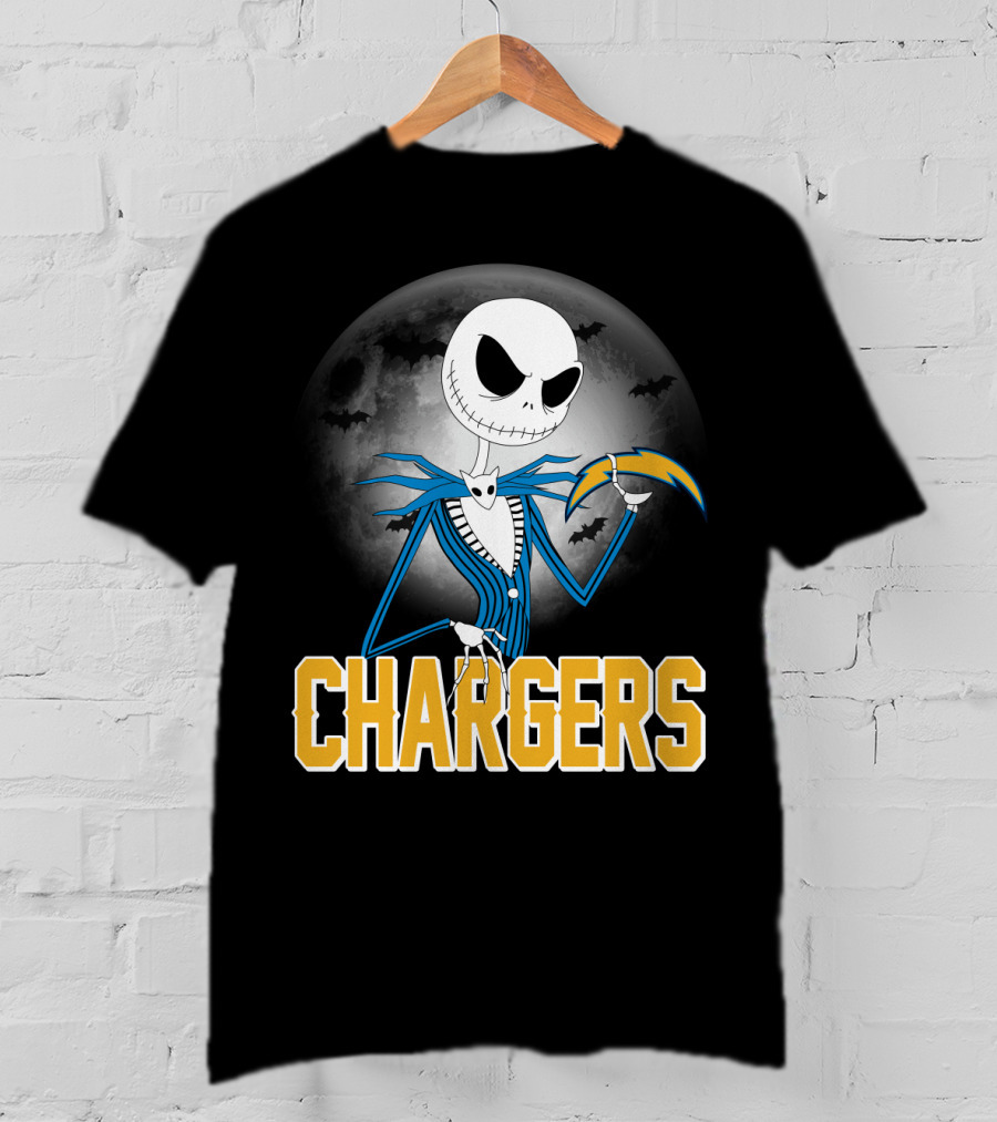 Jack Skellington Halloween Los Angeles Chargers Moonlight T-Shirt