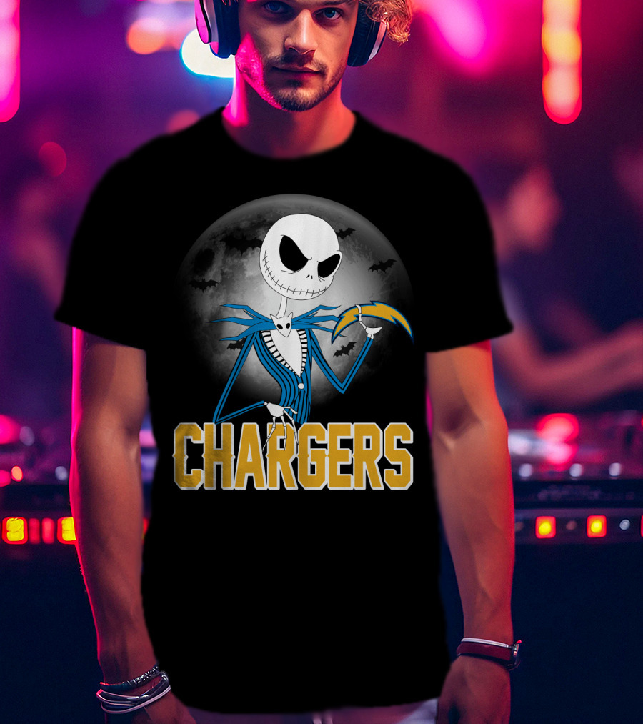 Jack Skellington Halloween Los Angeles Chargers Moonlight T-Shirt