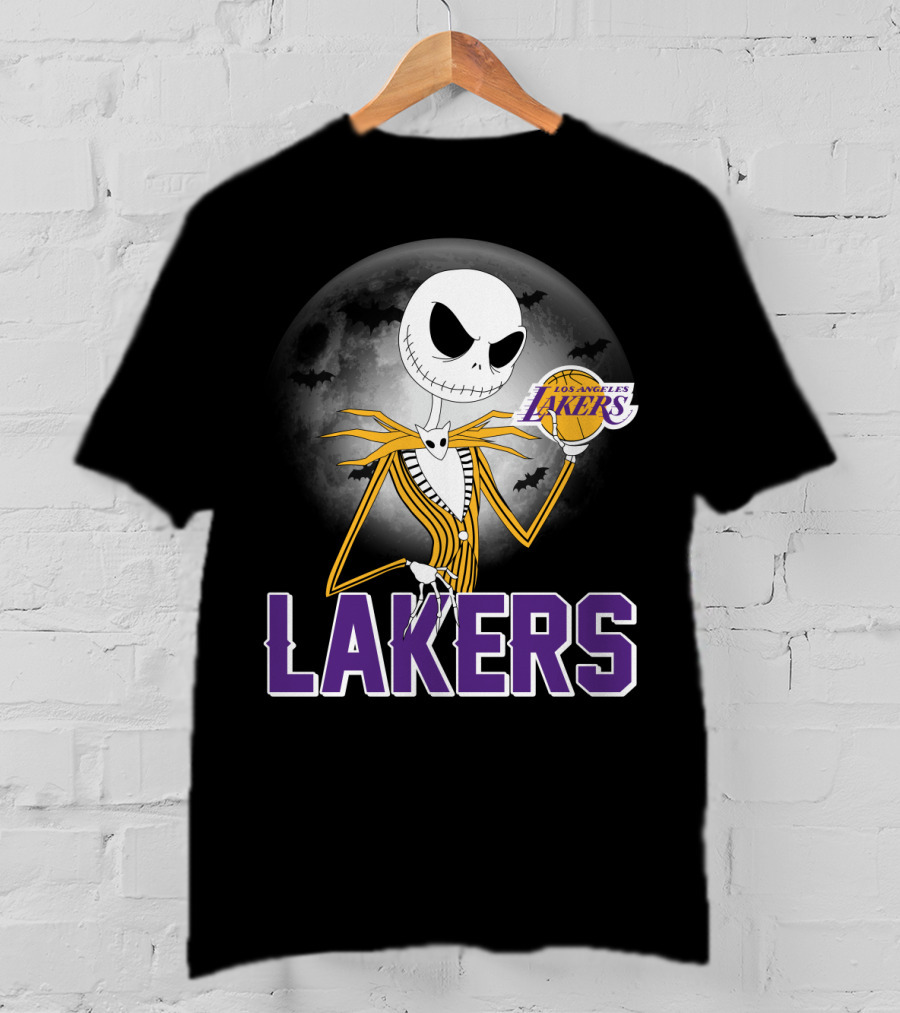 Jack Skellington Lakers Halloween Los Angeles Nba Crossover T-Shirt