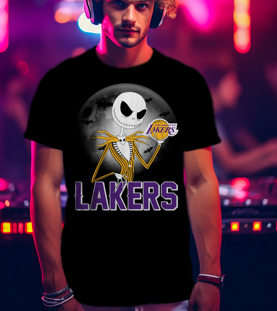 Jack Skellington Lakers Halloween Los Angeles Nba Crossover T-Shirt