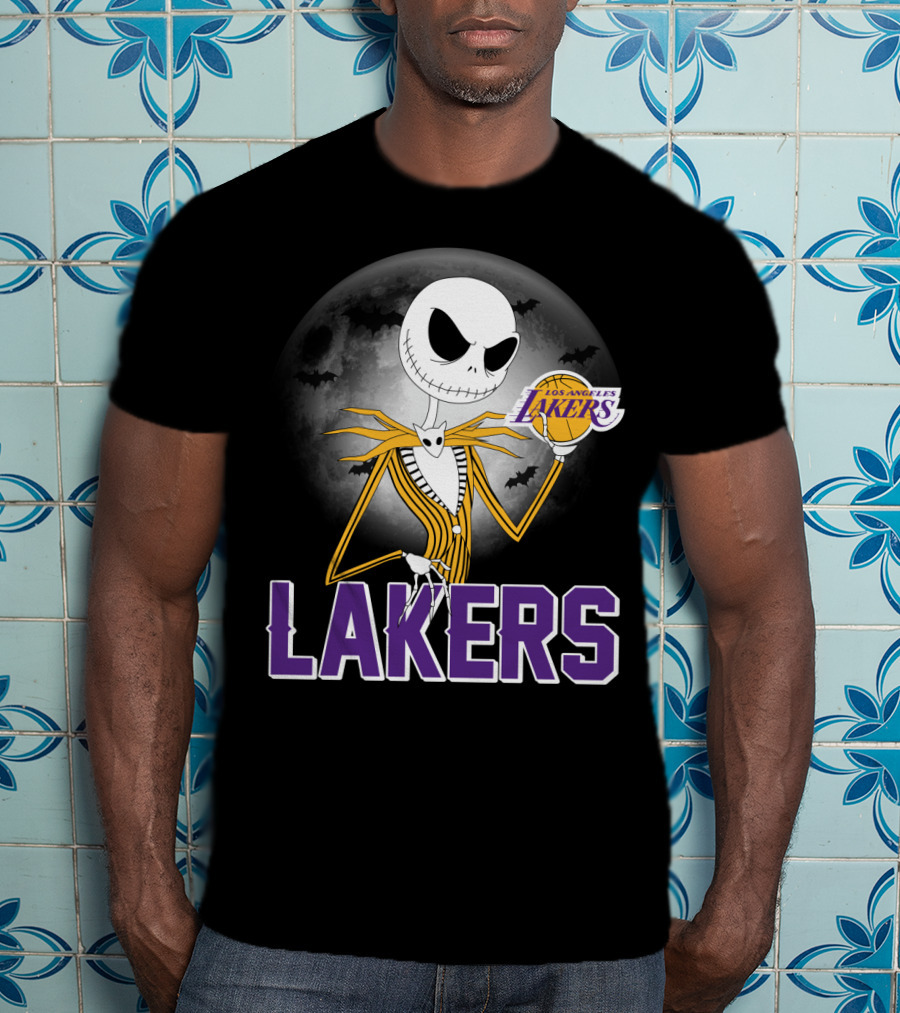 Jack Skellington Lakers Halloween Los Angeles Nba Crossover T-Shirt