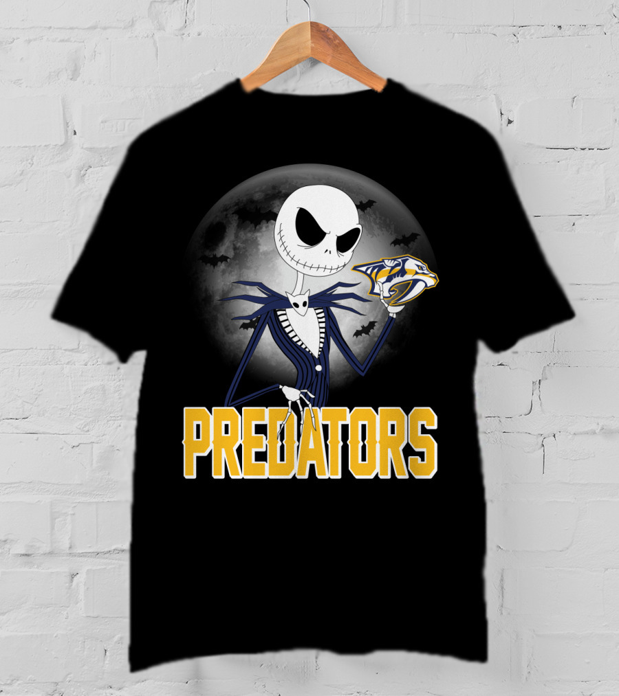 Jack Skellington Halloween Nashville Predators Moonlit T-Shirt
