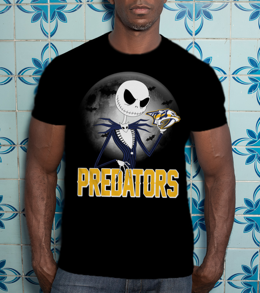 Jack Skellington Halloween Nashville Predators Moonlit T-Shirt