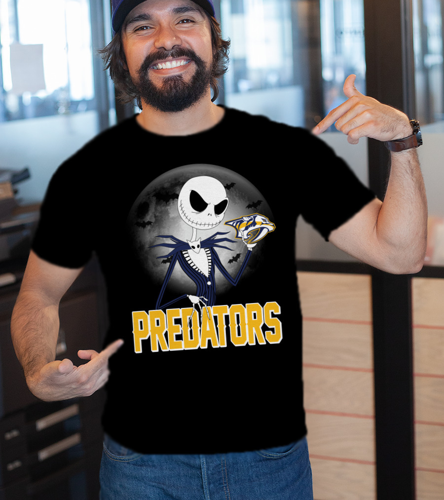Jack Skellington Halloween Nashville Predators Moonlit T-Shirt