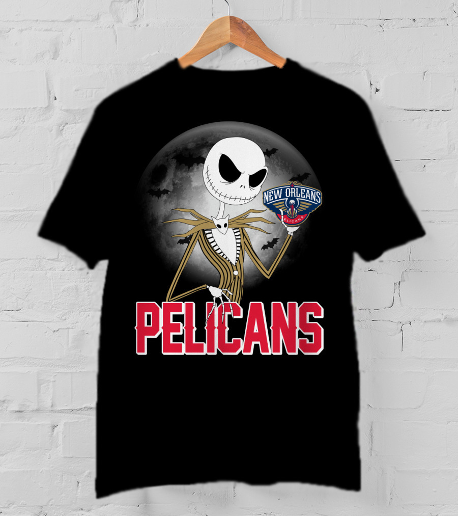 Jack Skellington Halloween New Orleans Pelicans Basketball T-Shirt