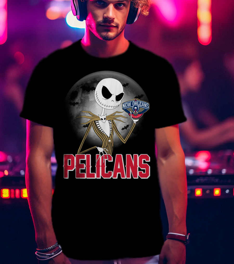 Jack Skellington Halloween New Orleans Pelicans Basketball T-Shirt