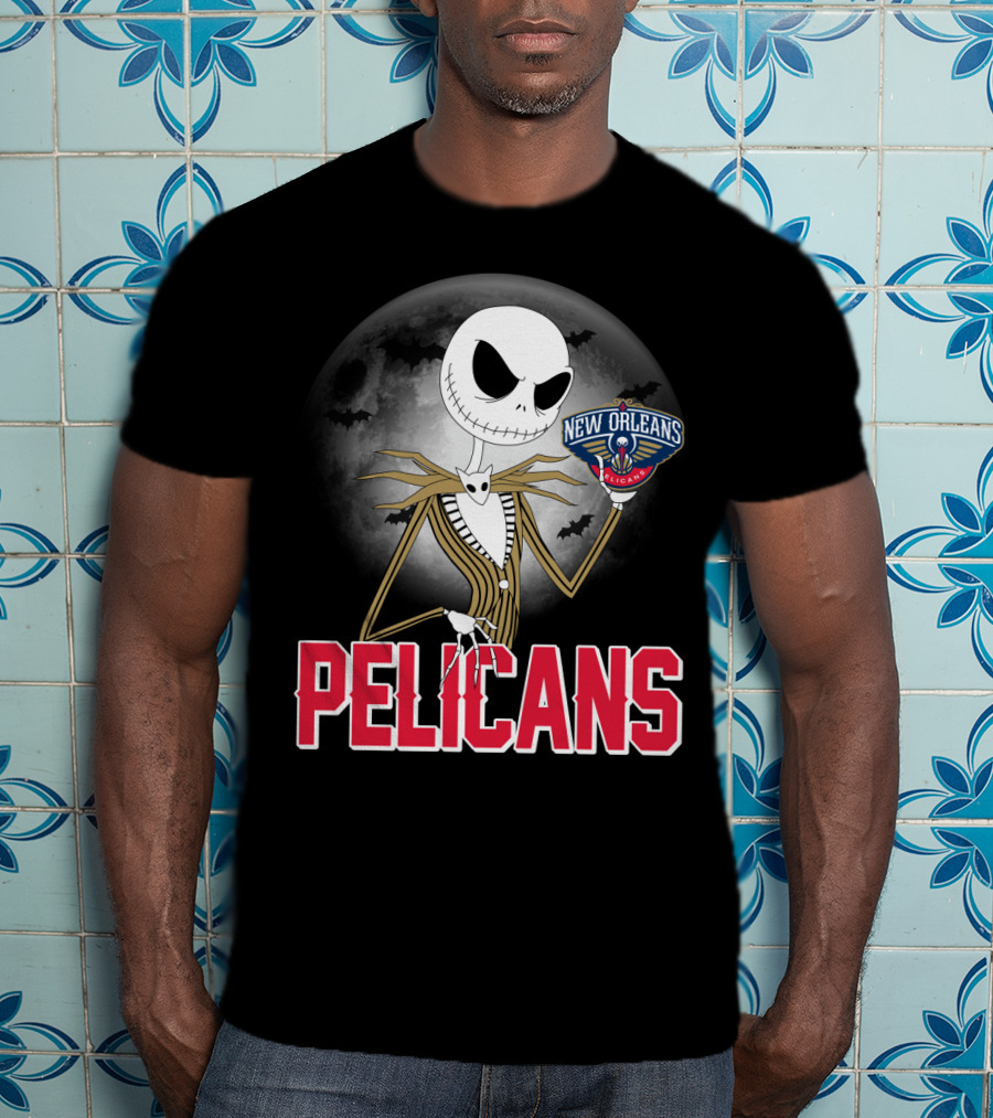 Jack Skellington Halloween New Orleans Pelicans Basketball T-Shirt