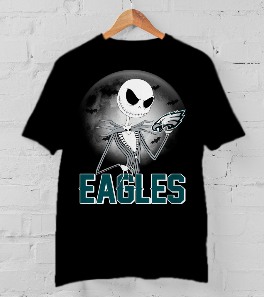 Jack Skellington Eagles Halloween Philadelphia Football Fan Gear T-Shirt