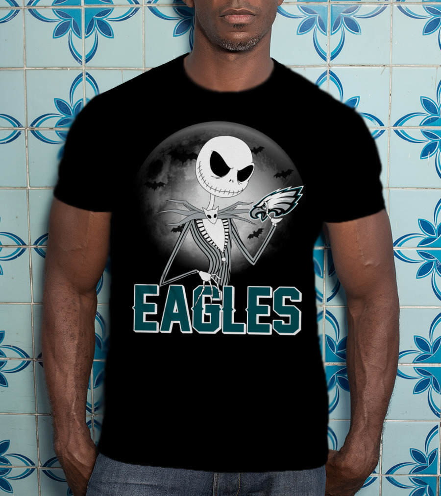 Jack Skellington Eagles Halloween Philadelphia Football Fan Gear T-Shirt
