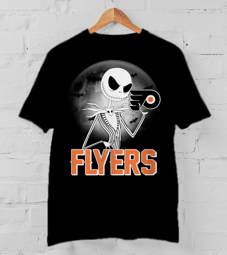 Philadelphia Flyers Halloween Jack Skellington Moon T-Shirt