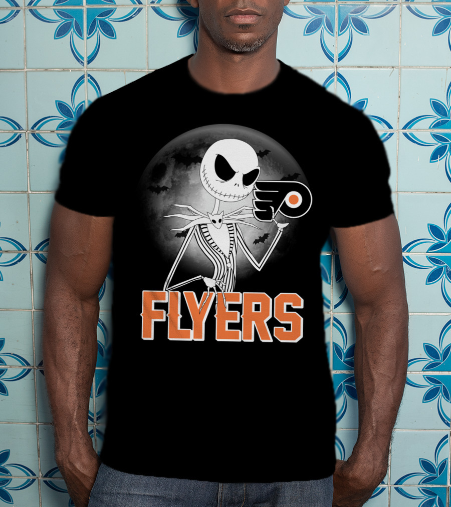 Philadelphia Flyers Halloween Jack Skellington Moon T-Shirt