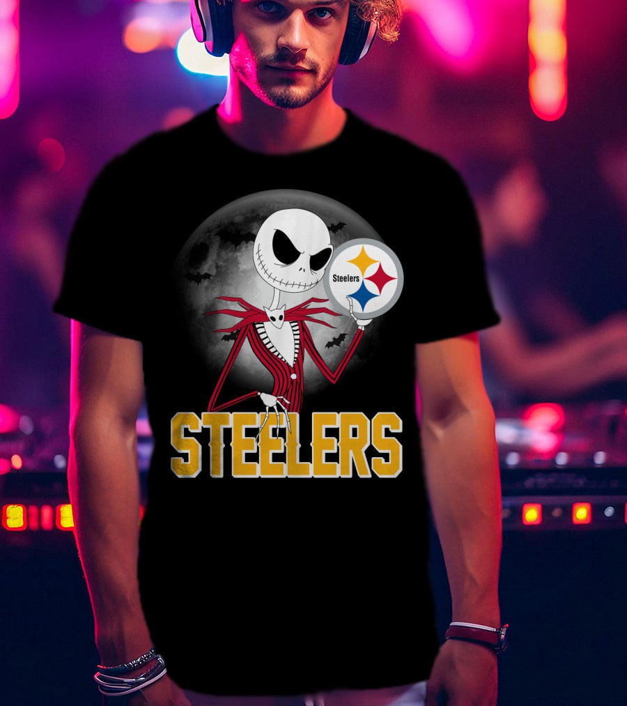 Jack Skellington Steelers Halloween Moon T-Shirt