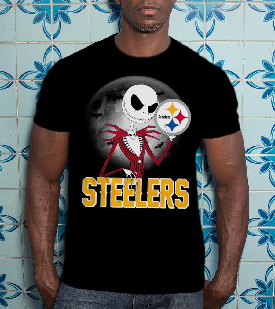 Jack Skellington Steelers Halloween Moon T-Shirt
