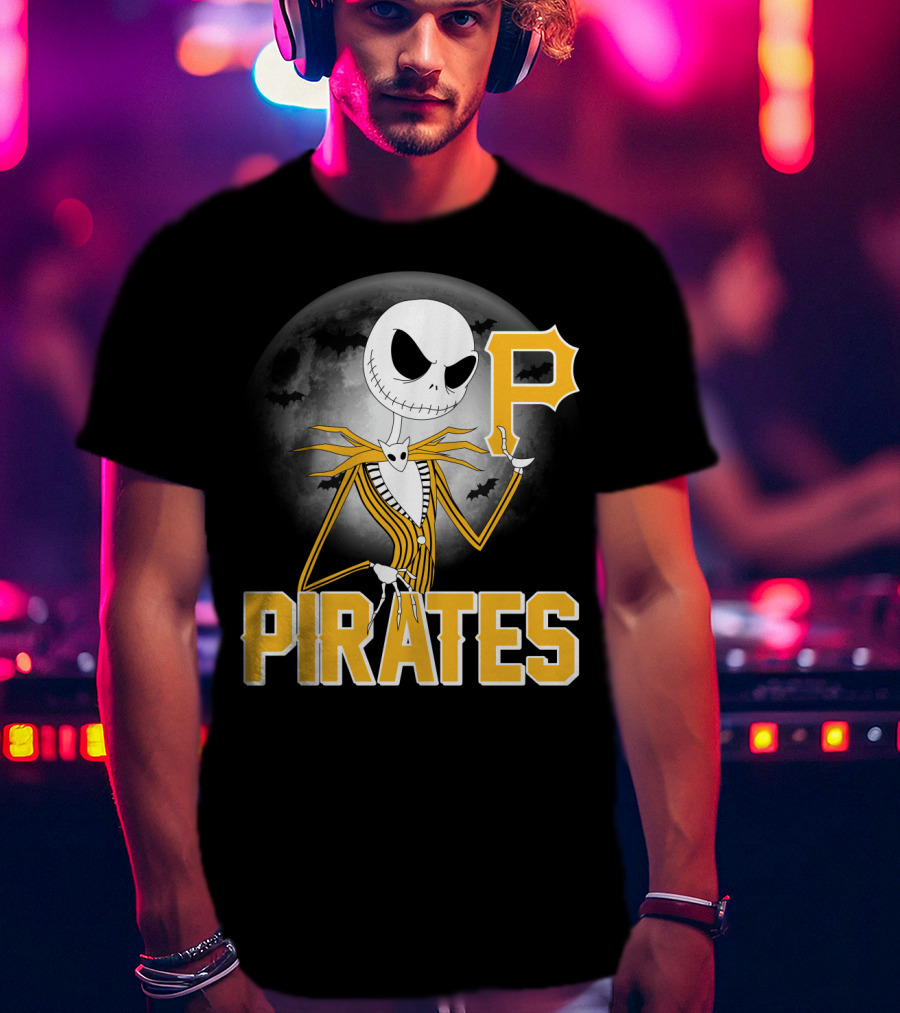 Jack Skellington Halloween Pittsburgh Pirates Spooky Night MLB Collaboration T-Shirt