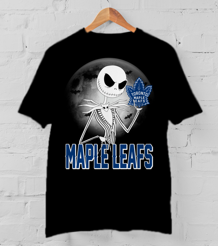 Toronto Maple Leafs Jack Skellington Halloween Moon T-Shirt