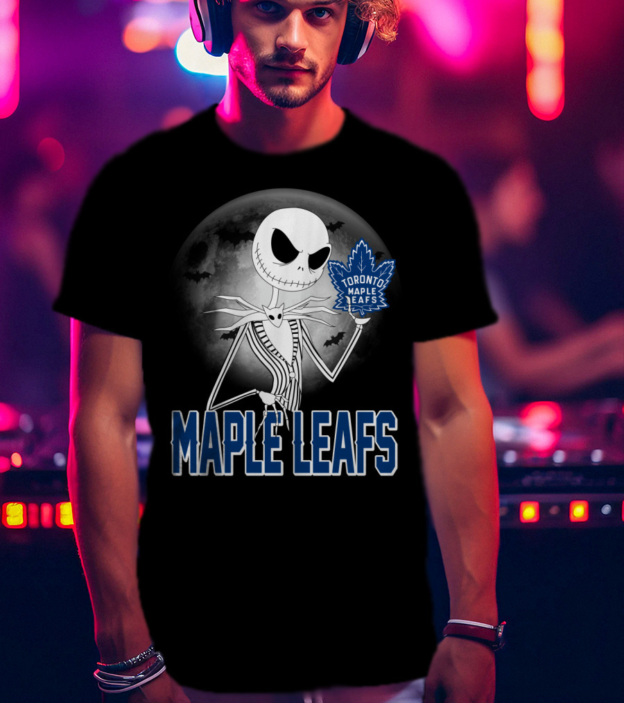 Toronto Maple Leafs Jack Skellington Halloween Moon T-Shirt