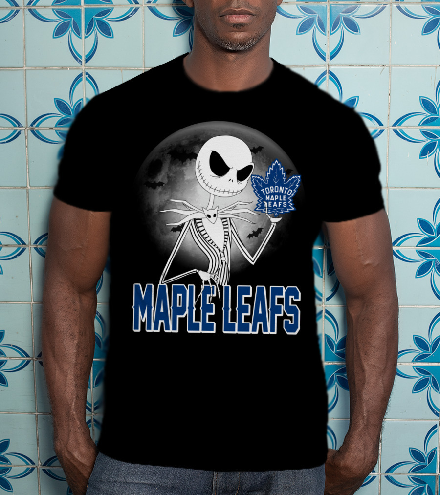 Toronto Maple Leafs Jack Skellington Halloween Moon T-Shirt