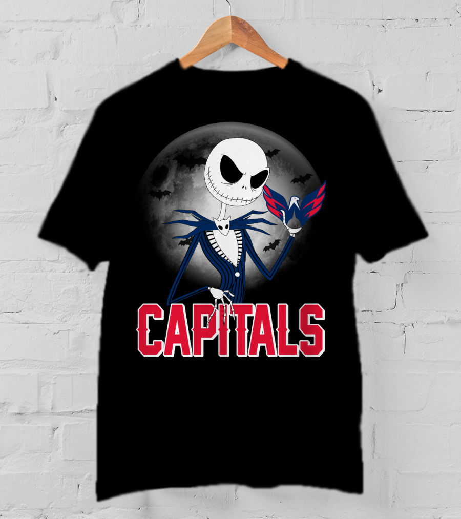 Jack Skellington Halloween Meets Washington Capitals Moon Night T-Shirt