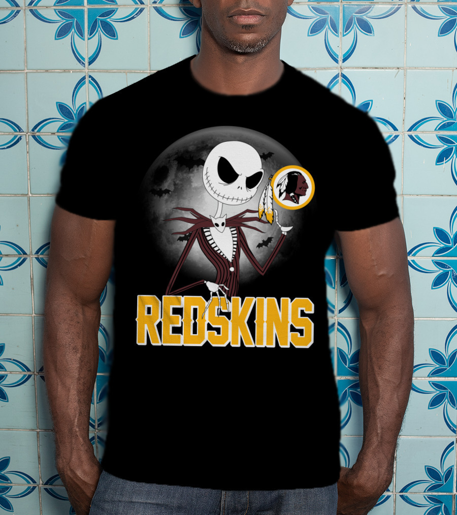 Jack Skellington Moon Redskins Logo Halloween T-Shirt