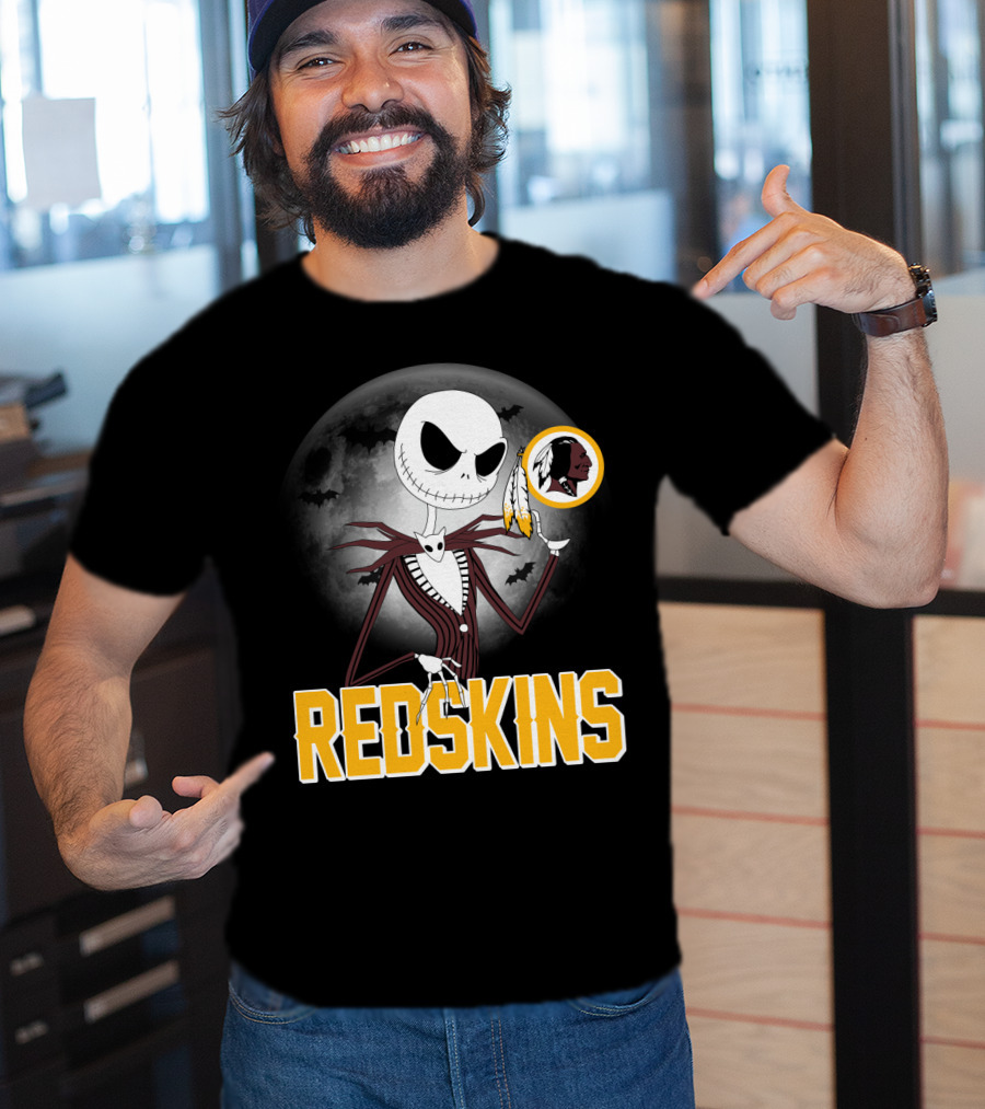 Jack Skellington Moon Redskins Logo Halloween T-Shirt