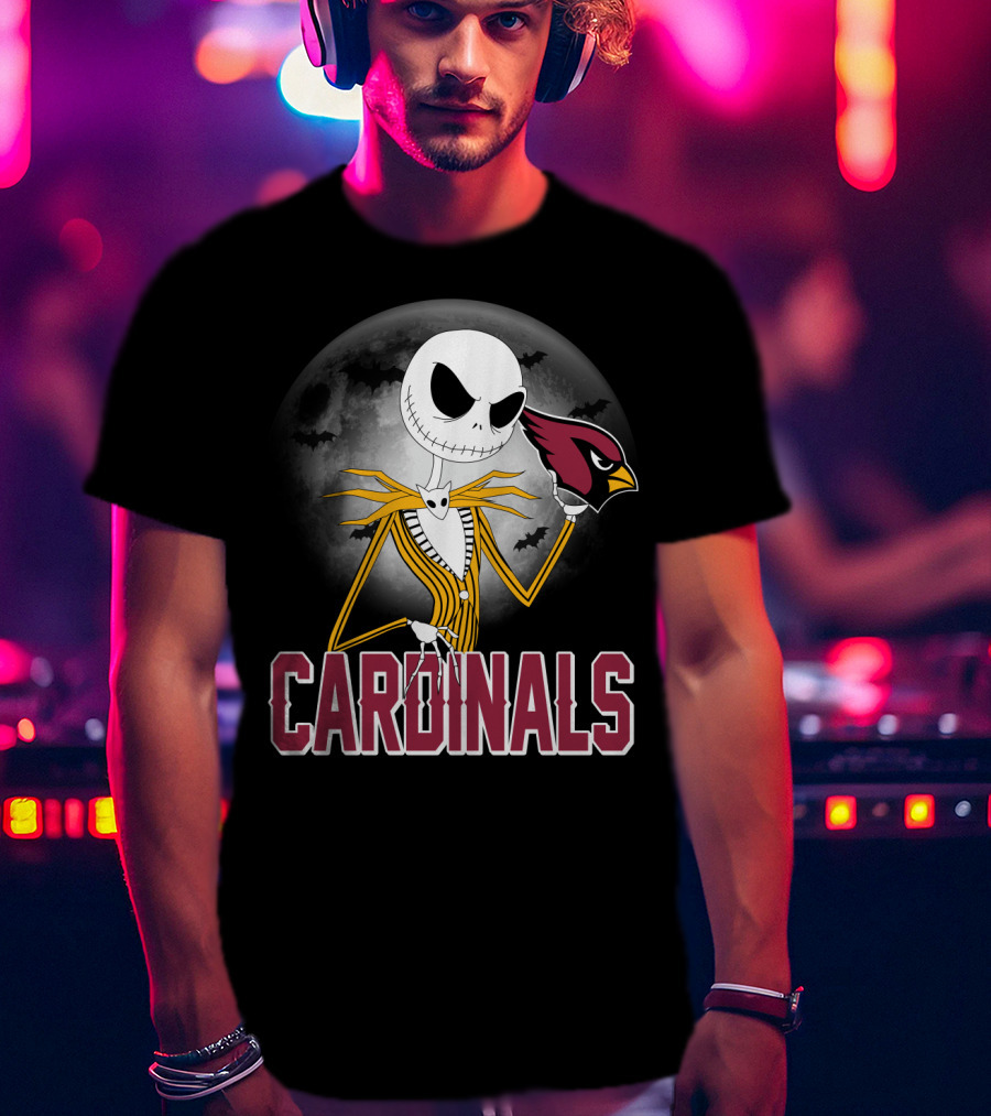 Jack Skellington Cardinals Halloween Moon Arizona T-Shirt