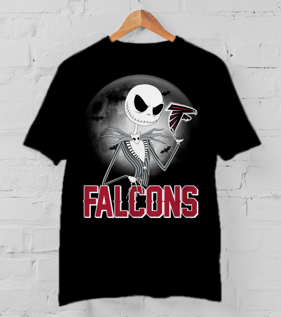 Jack Skellington Halloween Atlanta Falcons Moon T-Shirt
