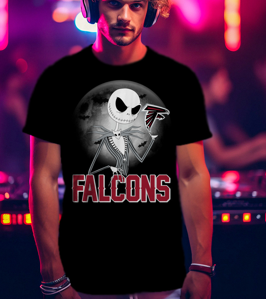 Jack Skellington Halloween Atlanta Falcons Moon T-Shirt