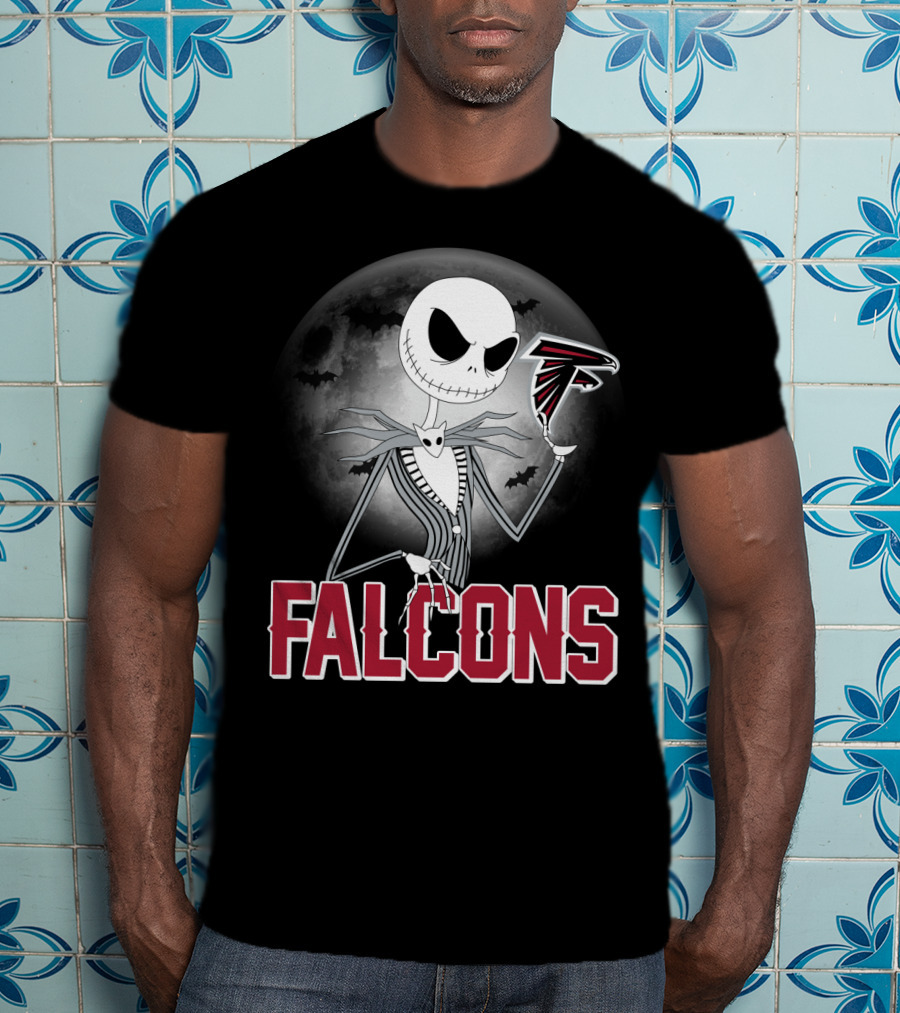 Jack Skellington Halloween Atlanta Falcons Moon T-Shirt
