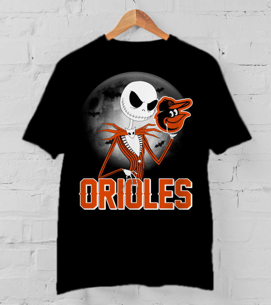 Jack Skellington Halloween Orioless Moon Bat T-Shirt