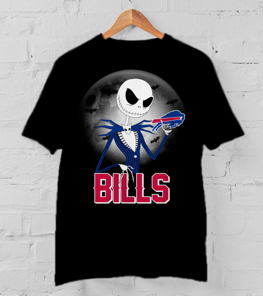 Jack Skellington Halloween Buffalo Bills Moon Bats T-Shirt