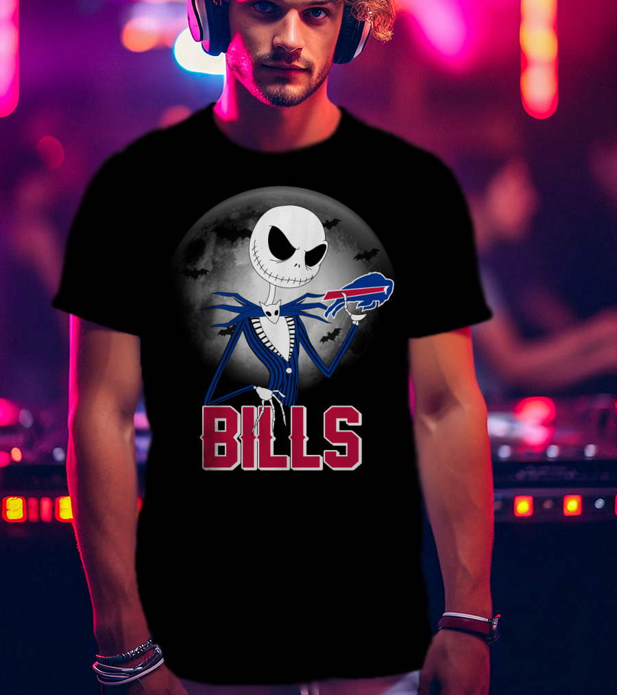 Jack Skellington Halloween Buffalo Bills Moon Bats T-Shirt