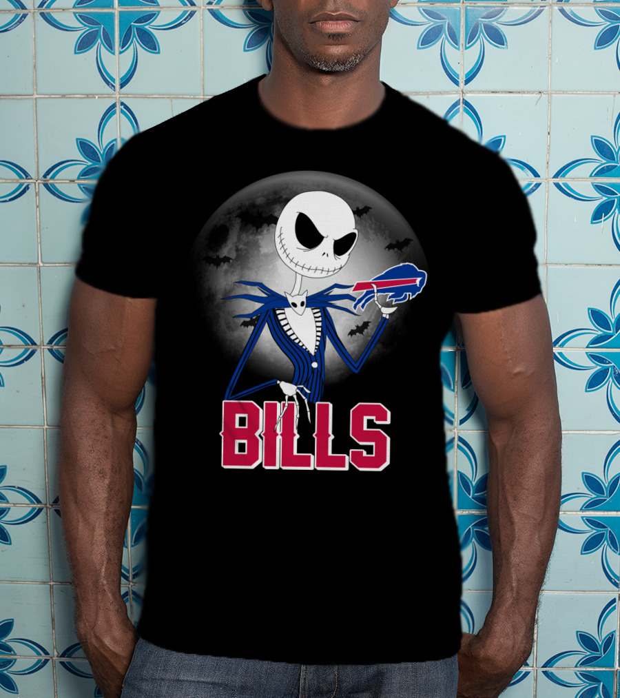 Jack Skellington Halloween Buffalo Bills Moon Bats T-Shirt