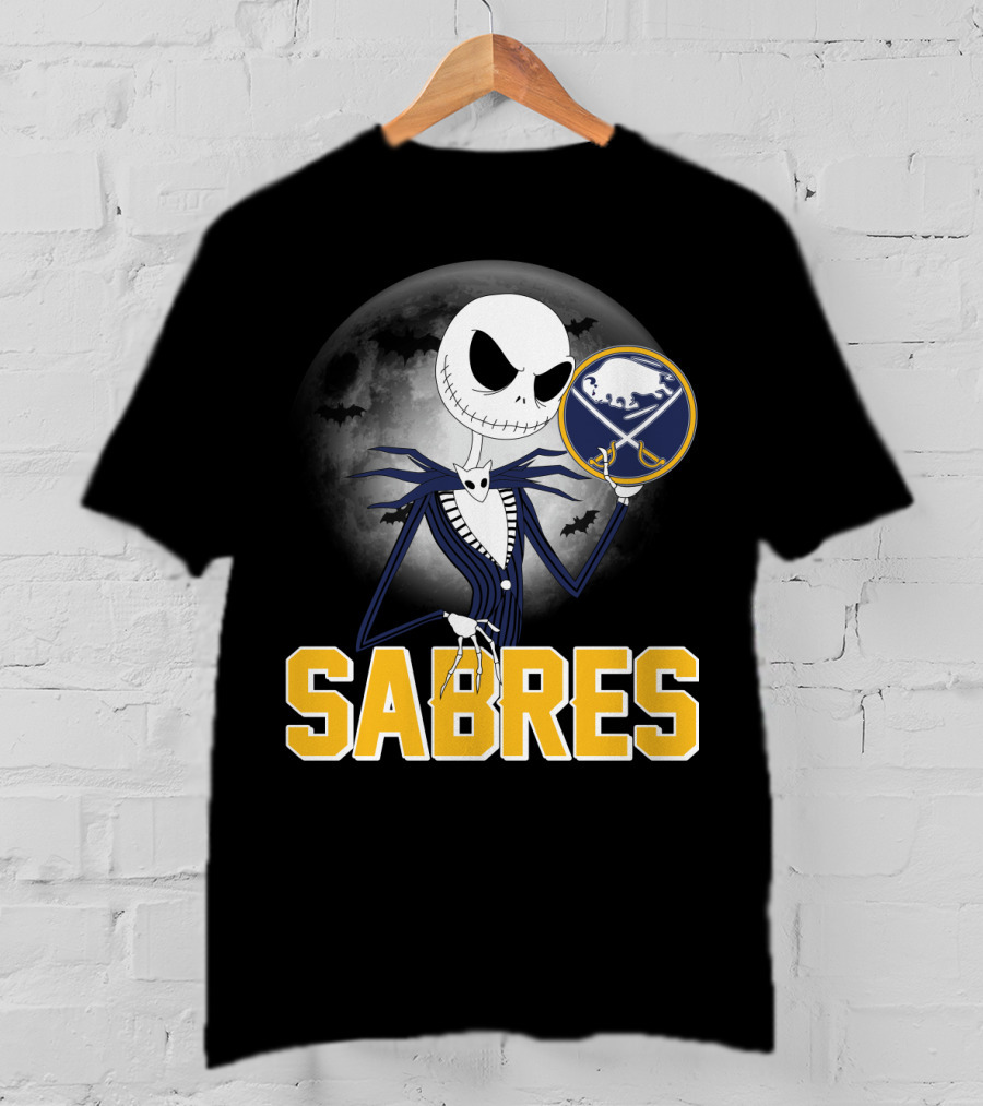 Sabres Jack Skellington Halloween Buffalo Moon Scene T-Shirt