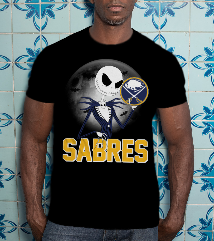 Sabres Jack Skellington Halloween Buffalo Moon Scene T-Shirt