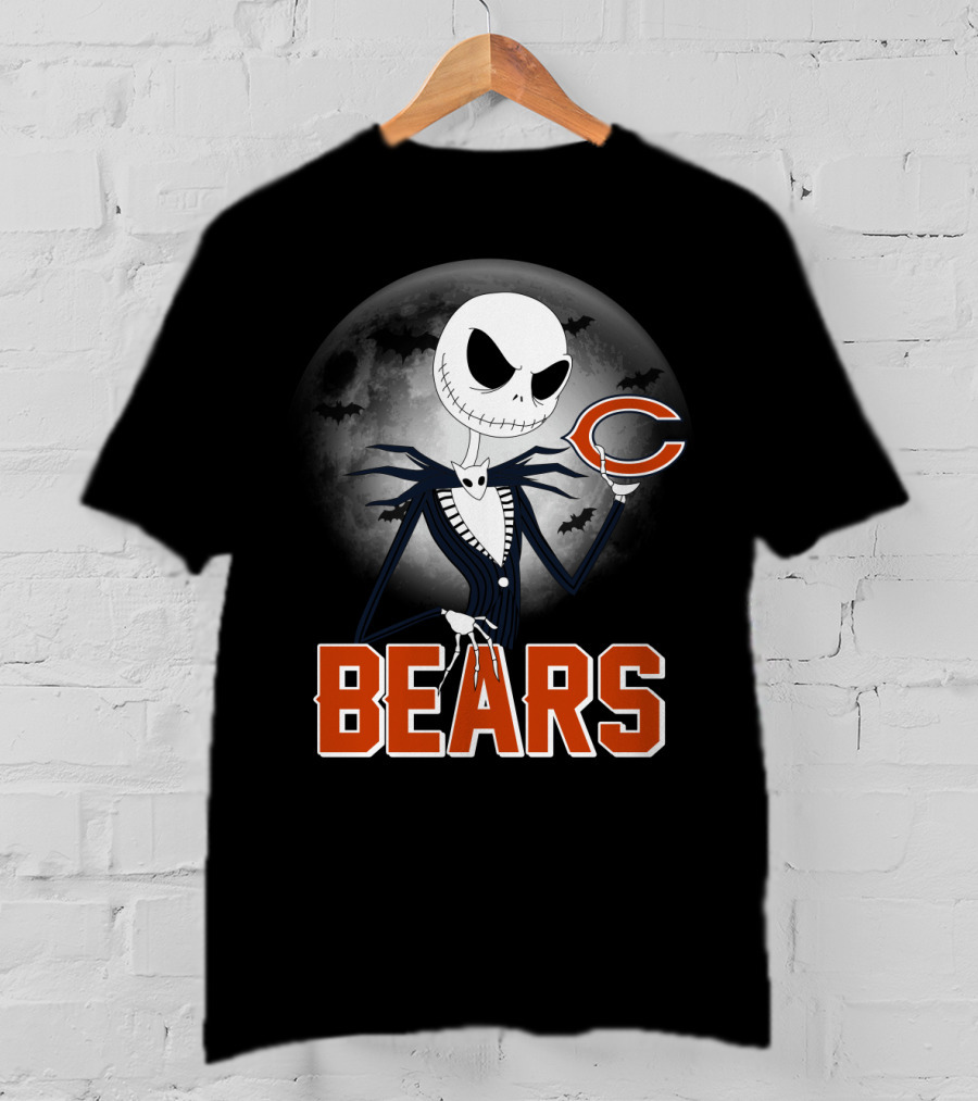Jack Skellington Chicago Bears Halloween Moon T-Shirt