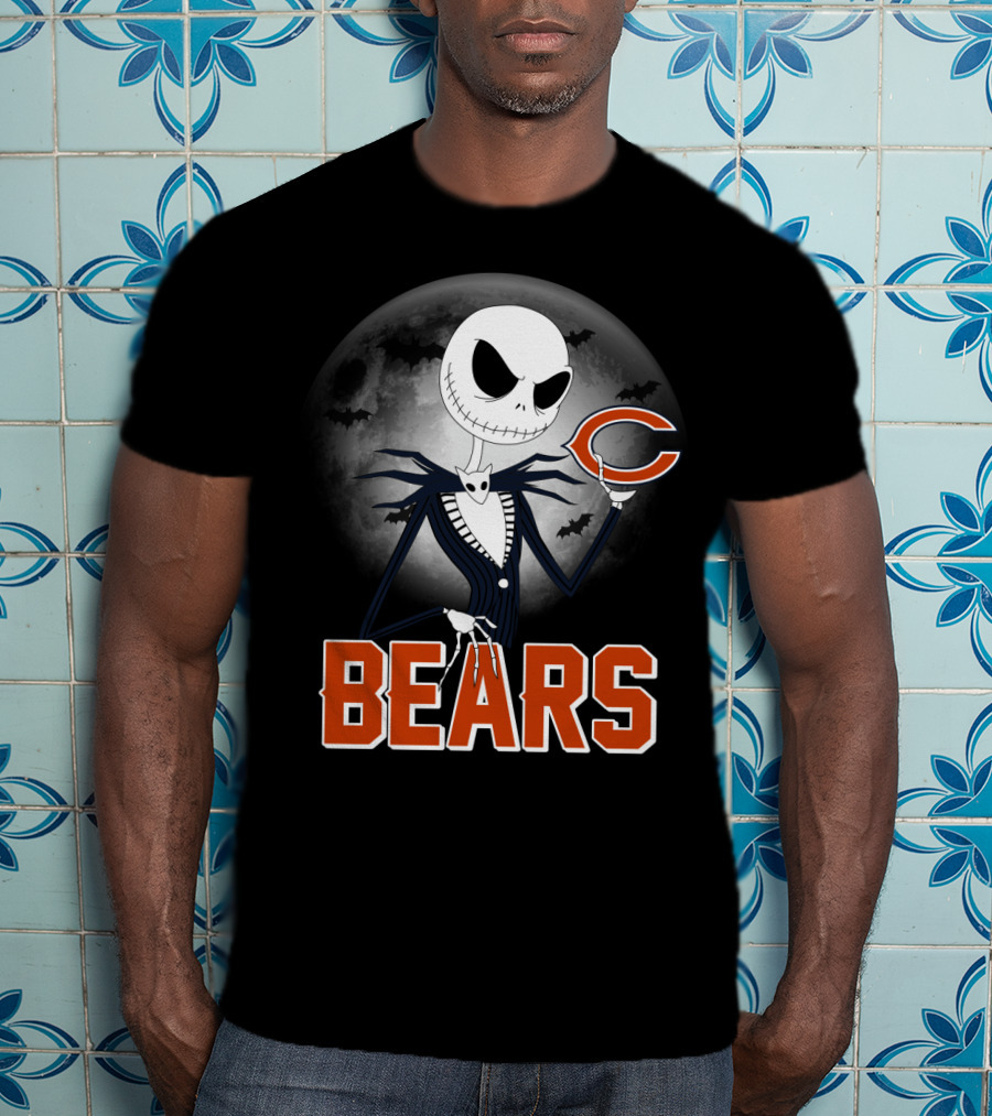 Jack Skellington Chicago Bears Halloween Moon T-Shirt