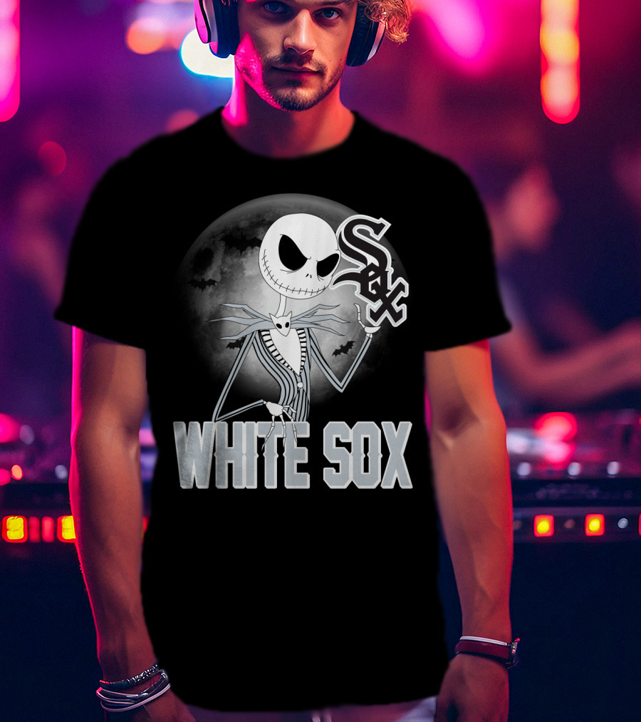 Jack Skellington Halloween Chicago White Sox Moon Bats T-Shirt
